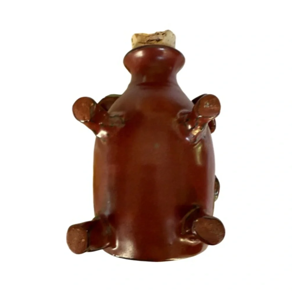 Vintage Artisan Pottery Rustic Brown Piggy Bank with Cork Stopper